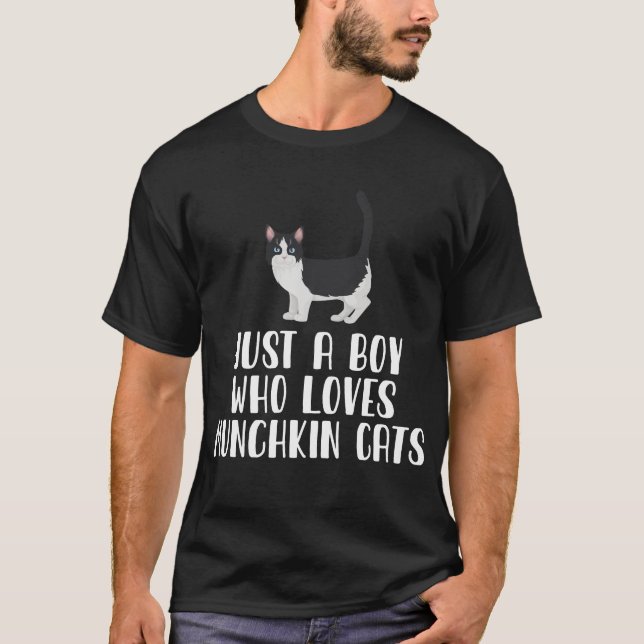 T-shirt Juste Un Garçon Qui Aime Les Chats Munchkin (Devant)