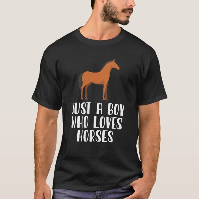 T-shirt Juste un garçon qui aime les chevaux (Devant)