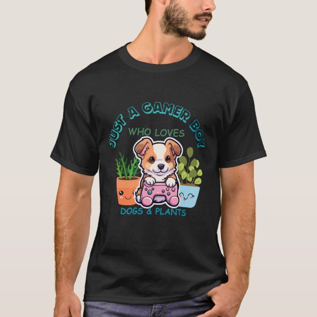 T-shirt Juste Un Garçon Qui Aime Les Chiens Et Les Plantes (Devant)