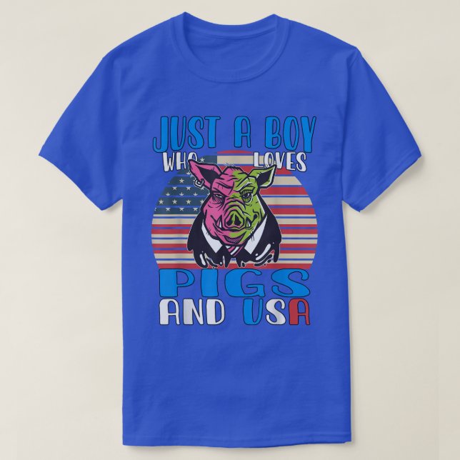 T-shirt Juste Un Garçon Qui Aime Les Cochons Et Usa3411 (Design devant)