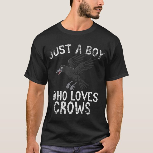 T-shirt Juste un garçon qui aime les corbeaux (Devant)