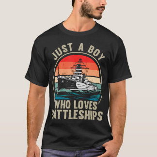 T-shirt Juste un garçon qui aime les cuirassés vintage pat