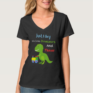 T-shirt Juste Un Garçon Qui Aime Les Dinosaures Et Trains