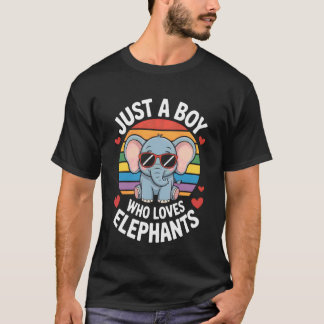 T-shirt Juste un garçon qui aime les éléphants amateur de 