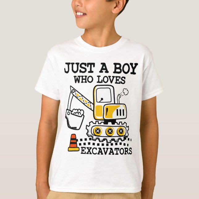 T-shirt Juste Un Garçon Qui Aime Les Excavateurs Construct (Devant)