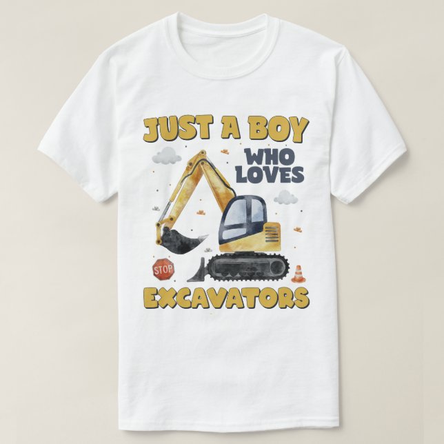 T-shirt Juste Un Garçon Qui Aime Les Excavateurs Construct (Design devant)