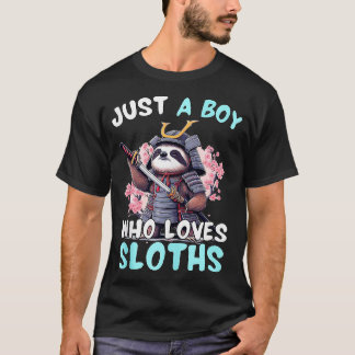 T-shirt Juste Un Garçon Qui Aime Les Fentes Drôle Sloth Sa