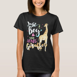 T-shirt Juste Un Garçon Qui Aime Les Giraffes Aquarelle Gi