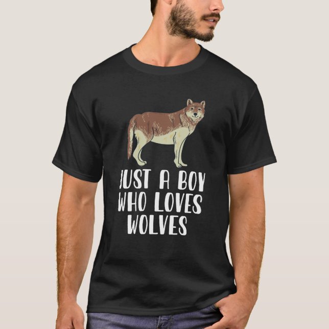 T-shirt Juste un garçon qui aime les loups (Devant)