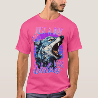 T-shirt Juste Un Garçon Qui Aime Les Loups Loup Violet Ble