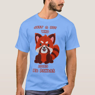 T-shirt Juste Un Garçon Qui Aime Les Pandas Rouges