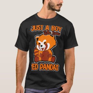 T-shirt Juste Un Garçon Qui Aime Les Pandas Rouges Citer H