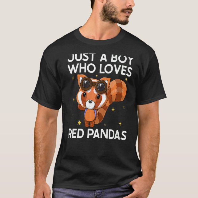 T-shirt Juste un garçon qui aime les pandas rouges Panda r (Devant)