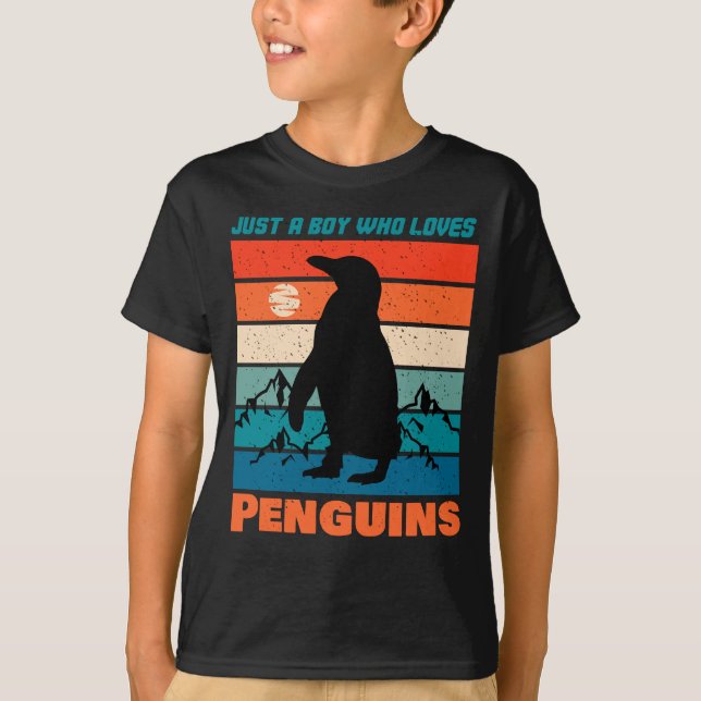 T-shirt Juste un garçon qui aime les pingouins - Retro Ani (Devant)
