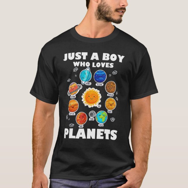 T-shirt Juste un garçon qui aime les planètes et l'espace  (Devant)