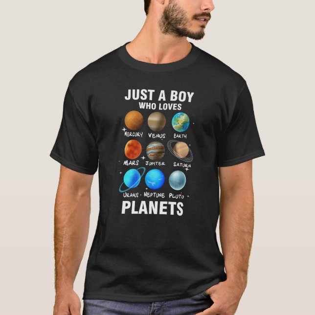 T-shirt Juste Un Garçon Qui Aime Les Planètes La Science S (Devant)