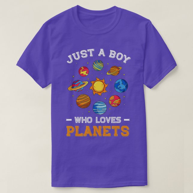 T-shirt Juste un garçon qui aime les planètes la science s (Design devant)
