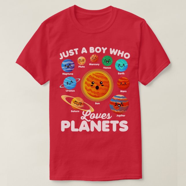 T-shirt Juste un garçon qui aime les planètes s'amuser Sys (Design devant)
