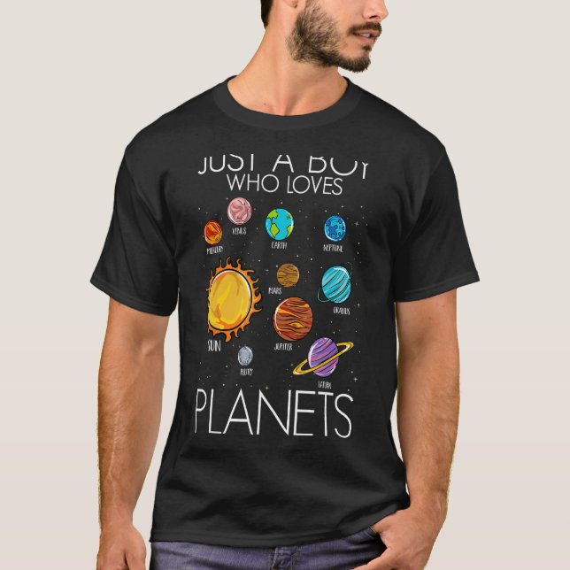 T-shirt Juste un garçon qui aime les planètes Science Spac (Devant)