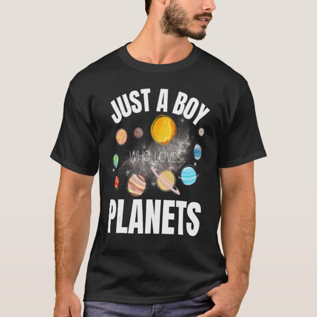 T-shirt Juste un garçon qui aime les planètes sciences spa (Devant)