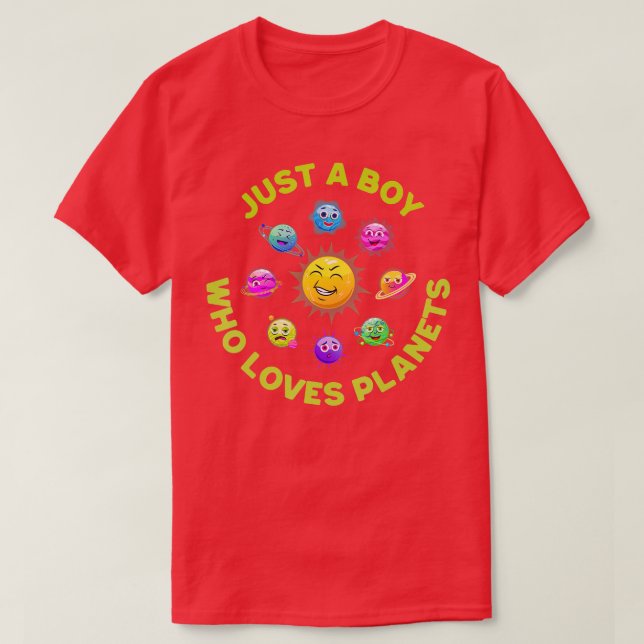 T-shirt Juste un garçon qui aime les planètes Système Sola (Design devant)