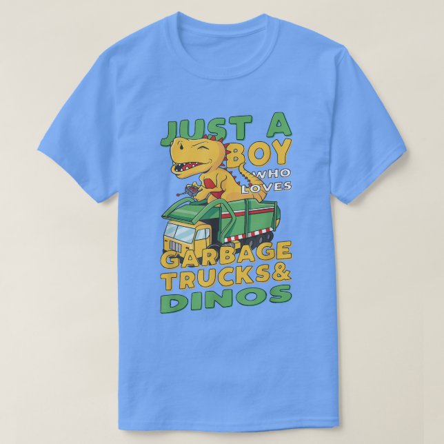 T-shirt Juste Un Garçon Qui Aime Les Poubelles Et Les Dino (Design devant)