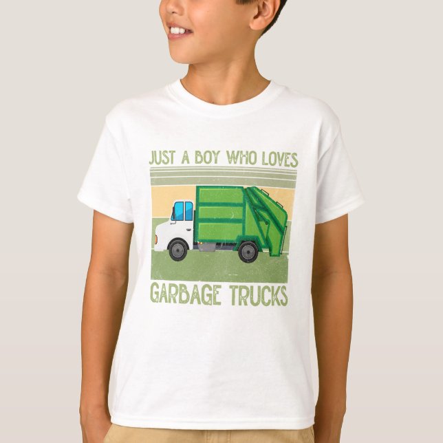 T-shirt Juste Un Garçon Qui Aime Les Poubelles Trucks Drôl (Devant)