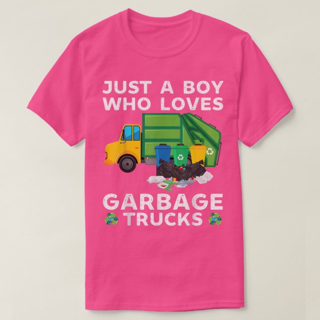 T-shirt Juste Un Garçon Qui Aime Les Poubelles Trucks Drôl (Design devant)