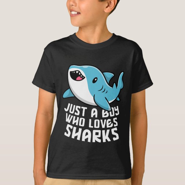 T-shirt Juste un garçon qui aime les requins (Devant)