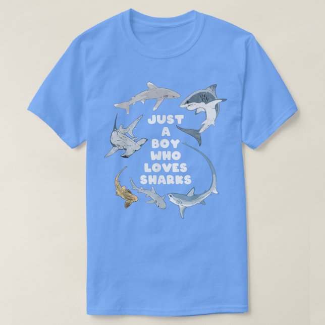 T-shirt Juste un garçon qui aime les requins467 (Design devant)