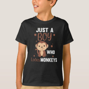 T-shirt Juste un garçon qui aime les singes Singes doux S