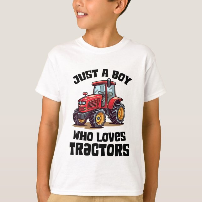 T-shirt Juste un garçon qui aime les tracteurs (Devant)