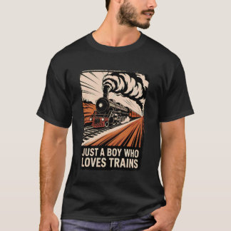 T-shirt Juste un garçon qui aime les trains amateur enfant