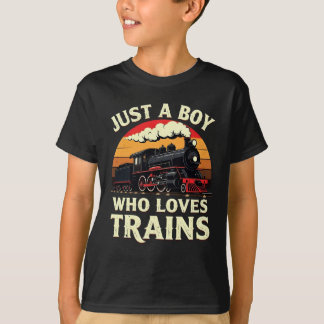 T-shirt Juste Un Garçon Qui Aime Les Trains Vintage Train