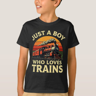 T-shirt Juste Un Garçon Qui Aime Les Trains Vintage Train