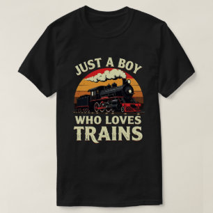 T-shirt Juste Un Garçon Qui Aime Les Trains Vintage Train
