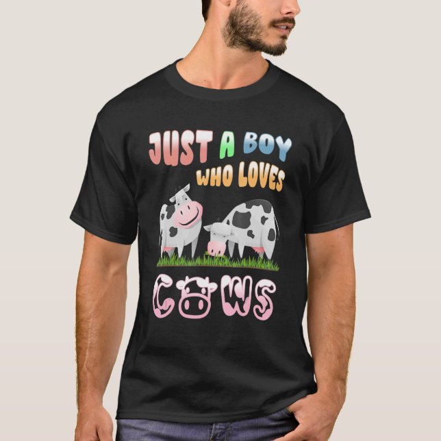T-shirt Juste Un Garçon Qui Aime Les Vaches Agriculteurs V (Devant)
