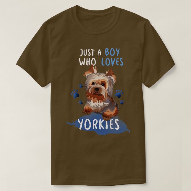 T-shirt Juste un garçon qui aime les yorkies (Design devant)