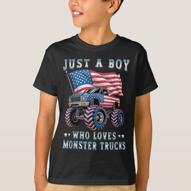 T-shirt Juste Un Garçon Qui Aime Monster Trucks American F (Devant)