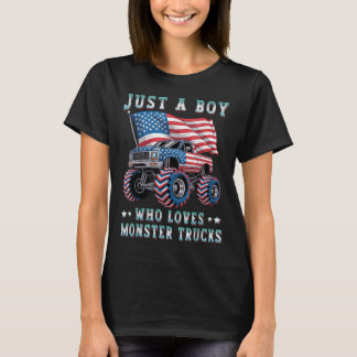 T-shirt Juste Un Garçon Qui Aime Monster Trucks American F