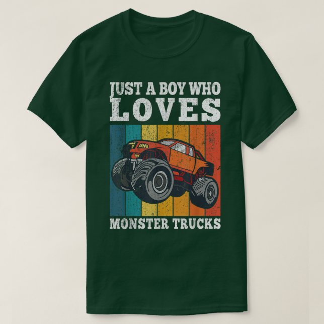 T-shirt Juste Un Garçon Qui Aime Monster Trucks Enfants Ga (Design devant)