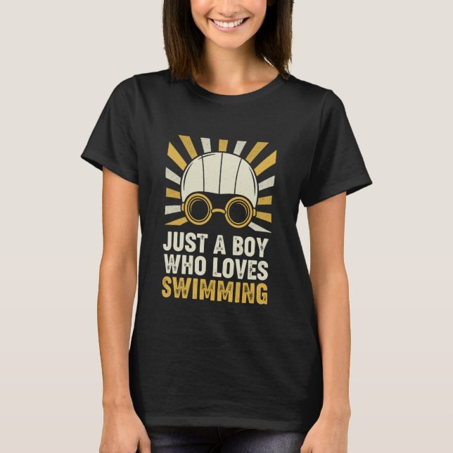 T-shirt Juste un garçon qui aime nager (Devant)