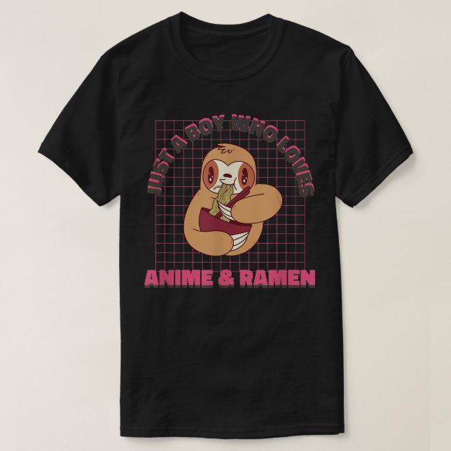 T-shirt Juste un garçon qui aime Ramen Anime Sloth Kawaii  (Design devant)