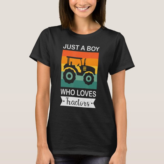 T-shirt Juste Un Garçon Qui Aime Tracteurs Funny Tractor F (Devant)
