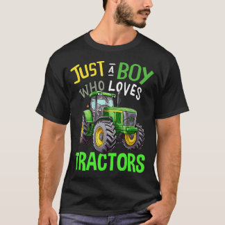T-shirt Juste un garçon qui aime Tracteurs Green Farm Trac