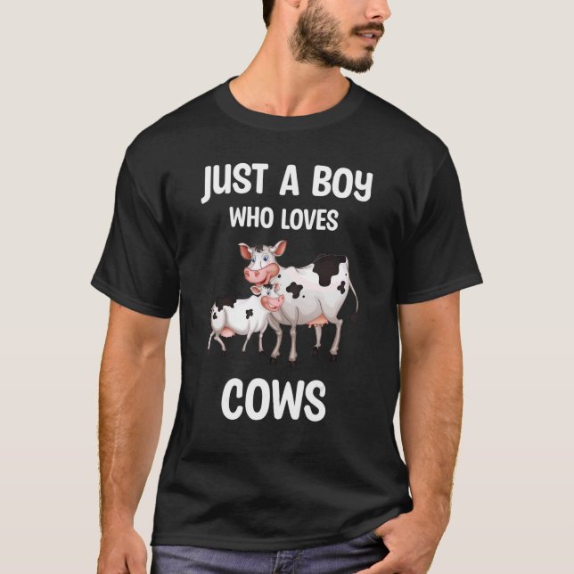 T-shirt Juste Un Garçon Qui Aime Vaches Ferme Vache Animau (Devant)