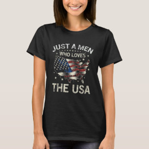 T-shirt Juste Un Homme Qui Aime Les Etats-Unis Drapeau Car