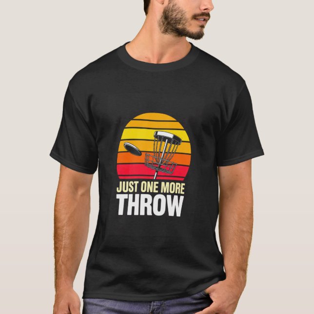 T-shirt Juste un lancer de plus Disc Golf Retro Sunset (Devant)