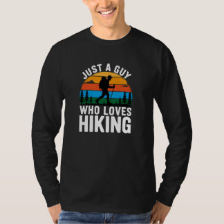 T-shirt Juste un mec qui aime la randonnée rétro manches l