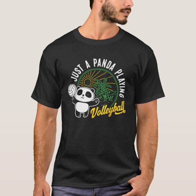 T-shirt Juste Un Panda Jouant Volleyball Amusant Amoureux  (Devant)